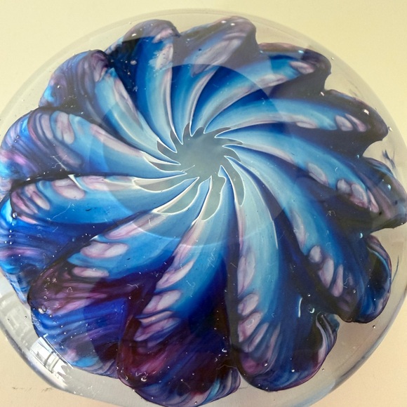 Blue and Purple Swirl Glass Art Piece - Picture 2 of 5